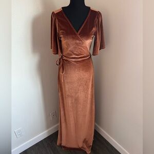 Baltic Born Velvet Wrap Maxi Dress in Rust